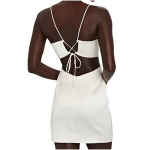 Gauge81 Marta White Satin Cut Out Square Neck Sleeveless Open Side Tie Back  SM